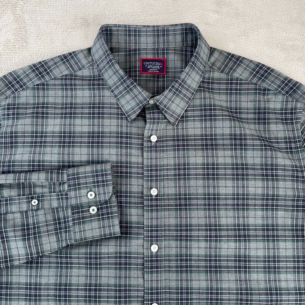 UNTUCKit Devitt Shirt Men‎ 3XLT Tall Gray Plaid Wrinkle Free Long Sleeve NWOT